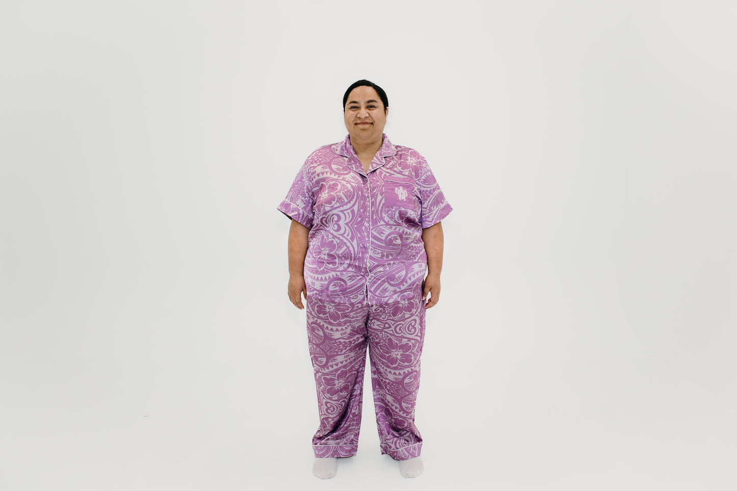 Plus Violet Culture Satin Sleepwear Set