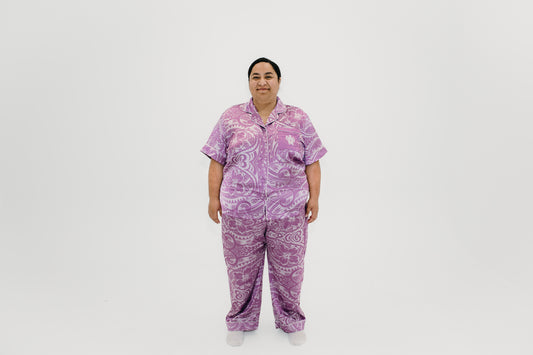 Plus Violet Culture Satin Sleepwear Set