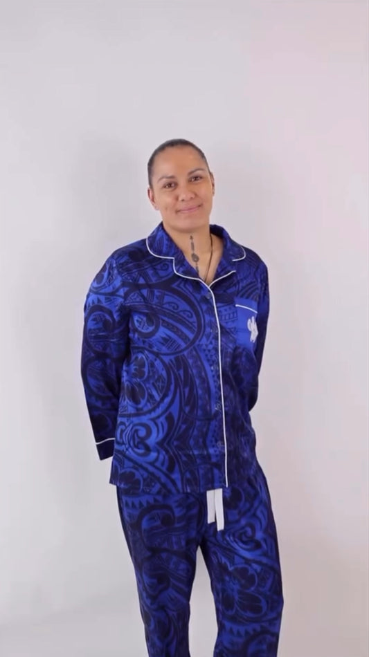 Blue moon culture satin women long sleeve sleepwear set
