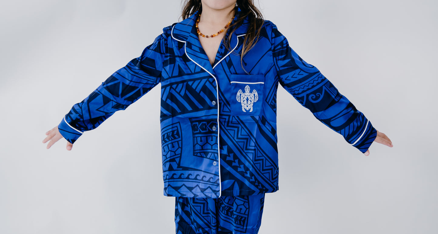 Blue moon culture satin boy long sleeve set