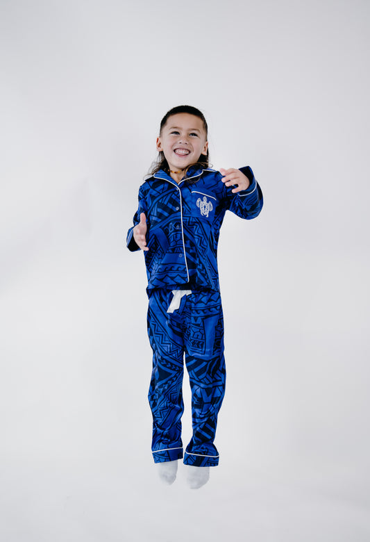 Blue moon culture satin boy long sleeve set