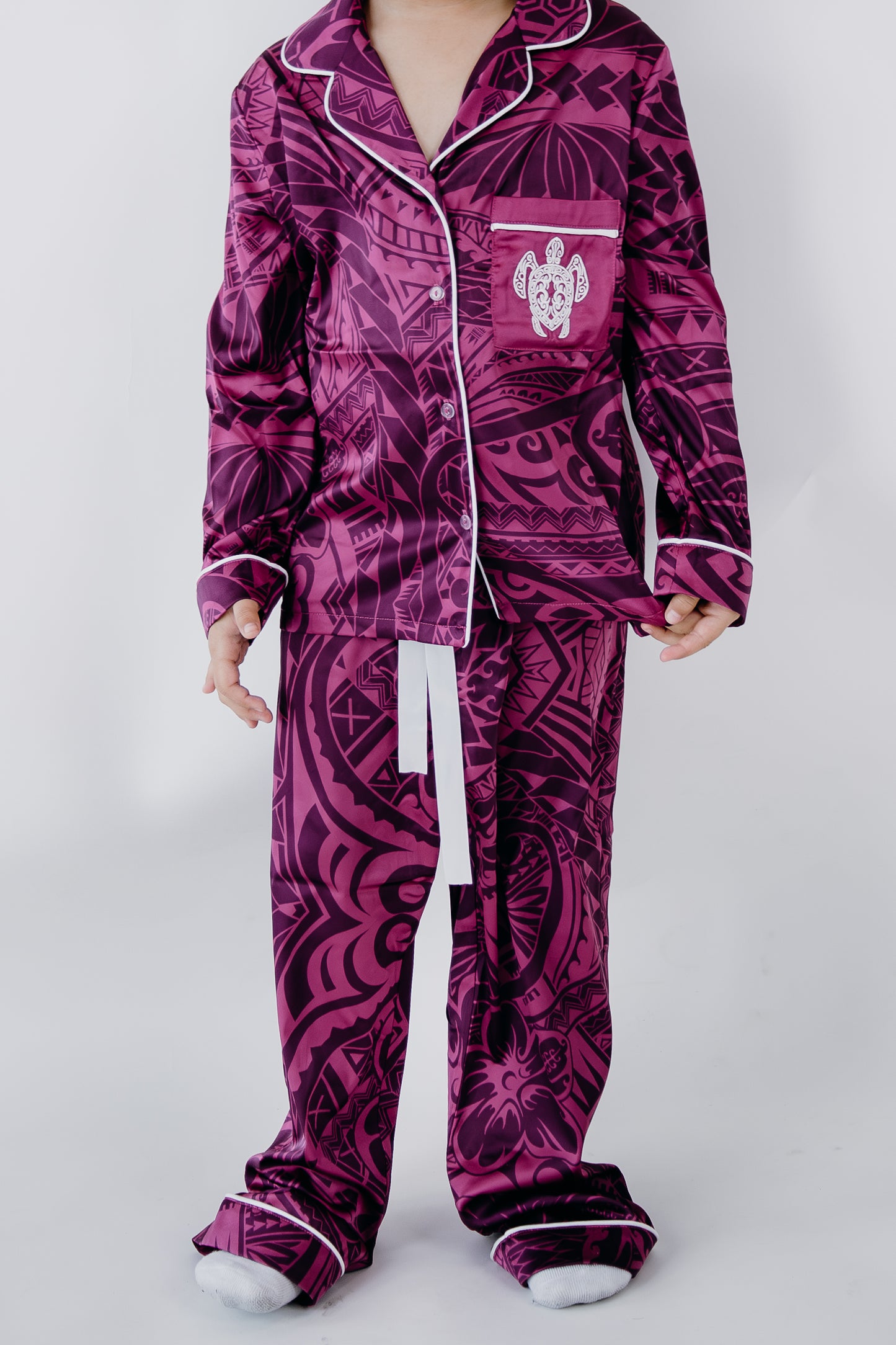 Purple potion culture satin girl long sleeve sleepwear set